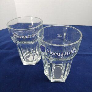 Hoegaarden 500ml Beer Glass Set of 2 Pint Size Thick Heavy Clear Glasses